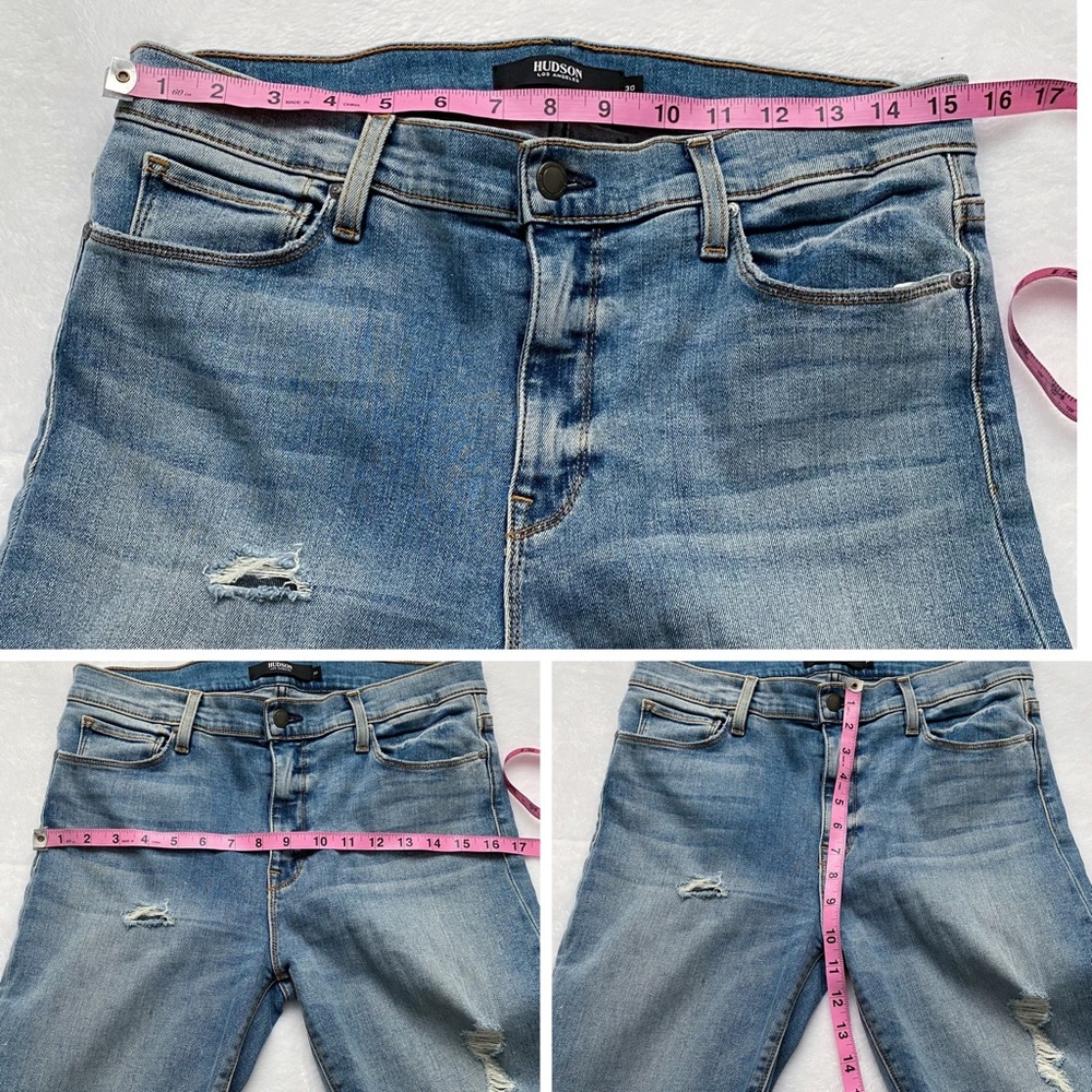 Hudson Nico Super Skinny Mid Rise Medium Wash Distressed Jeans - Picture 11 of 13